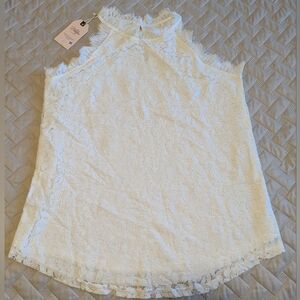 NWT Berryou Women Lace Crochet Tank Tops Casual Blouse Summer Sleeveless Sz.M